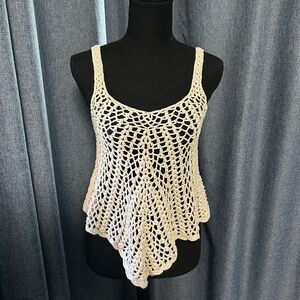 RD STYLE Beige Crochet Sleeveless Top, Size Small
